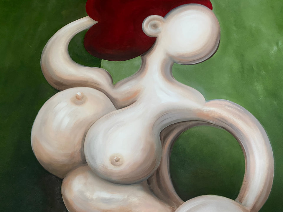 Female on red plinth