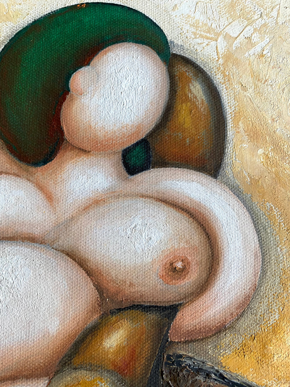 Female on leather chair