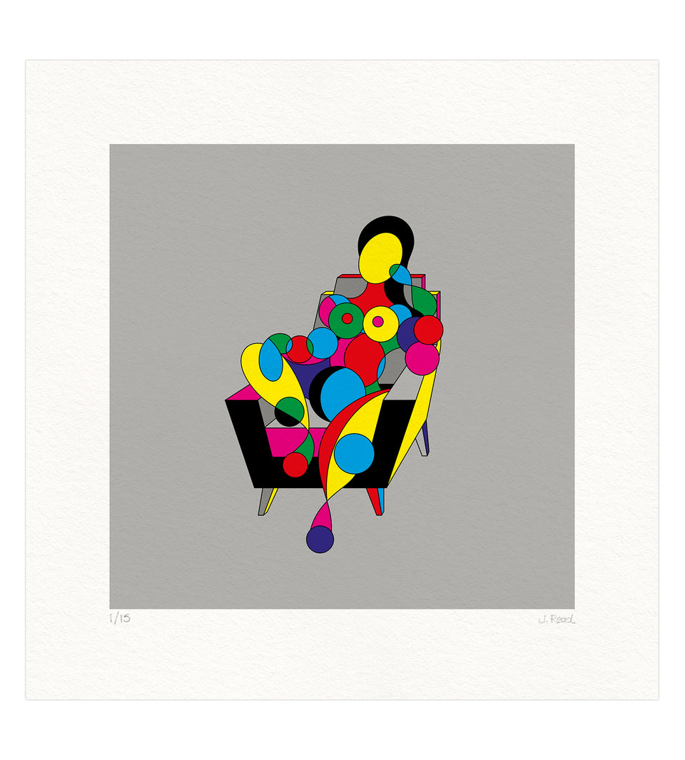 Female on chair - grey