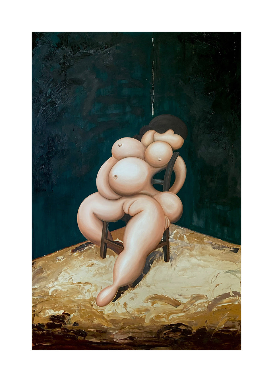 Female on chair in dark room