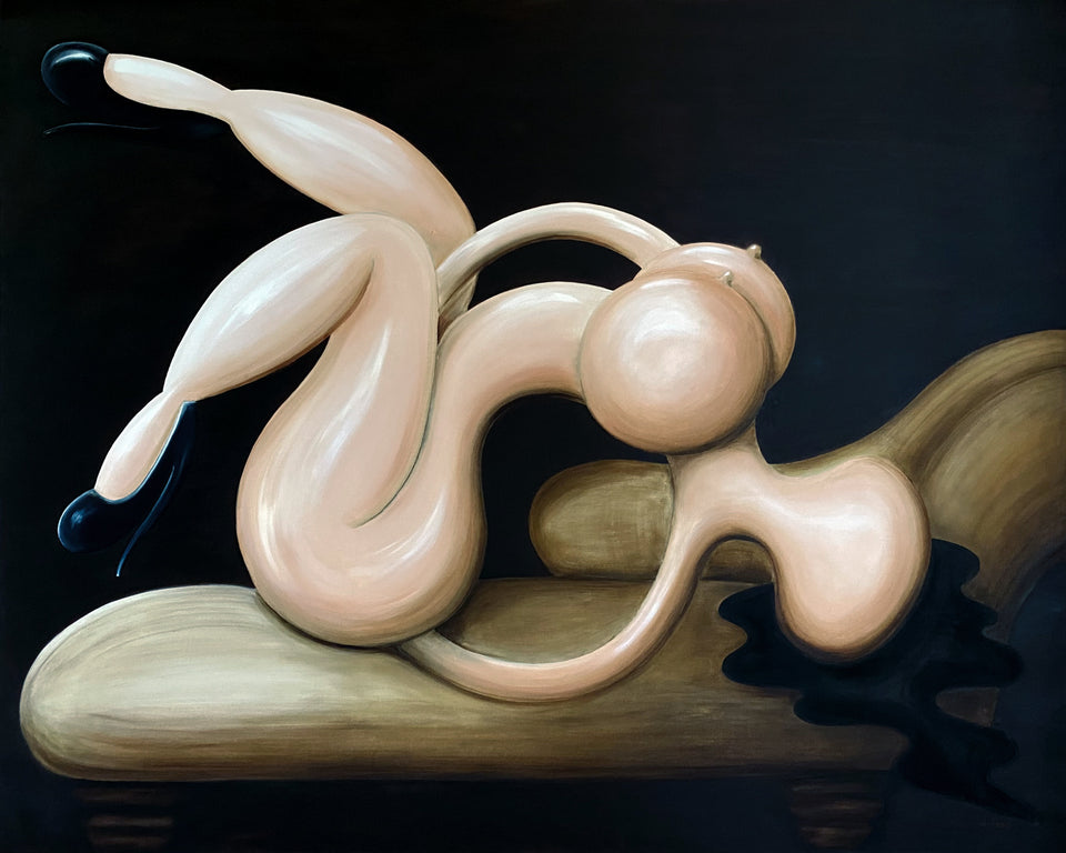 Female lying on chaise longue